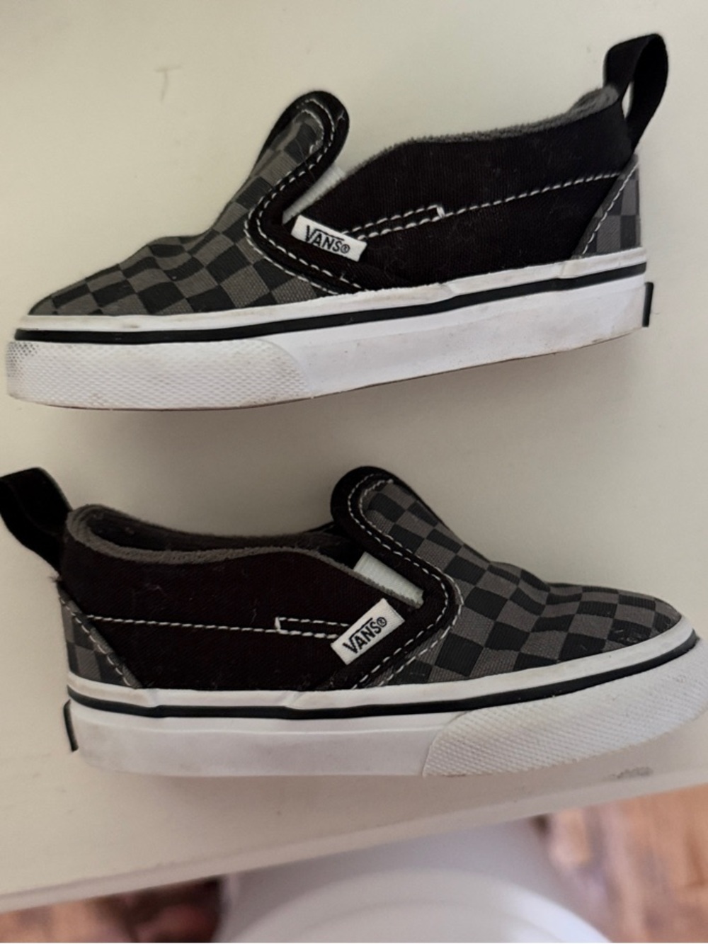 Vans Kids Slip-On Checkerboard in Black and Gray